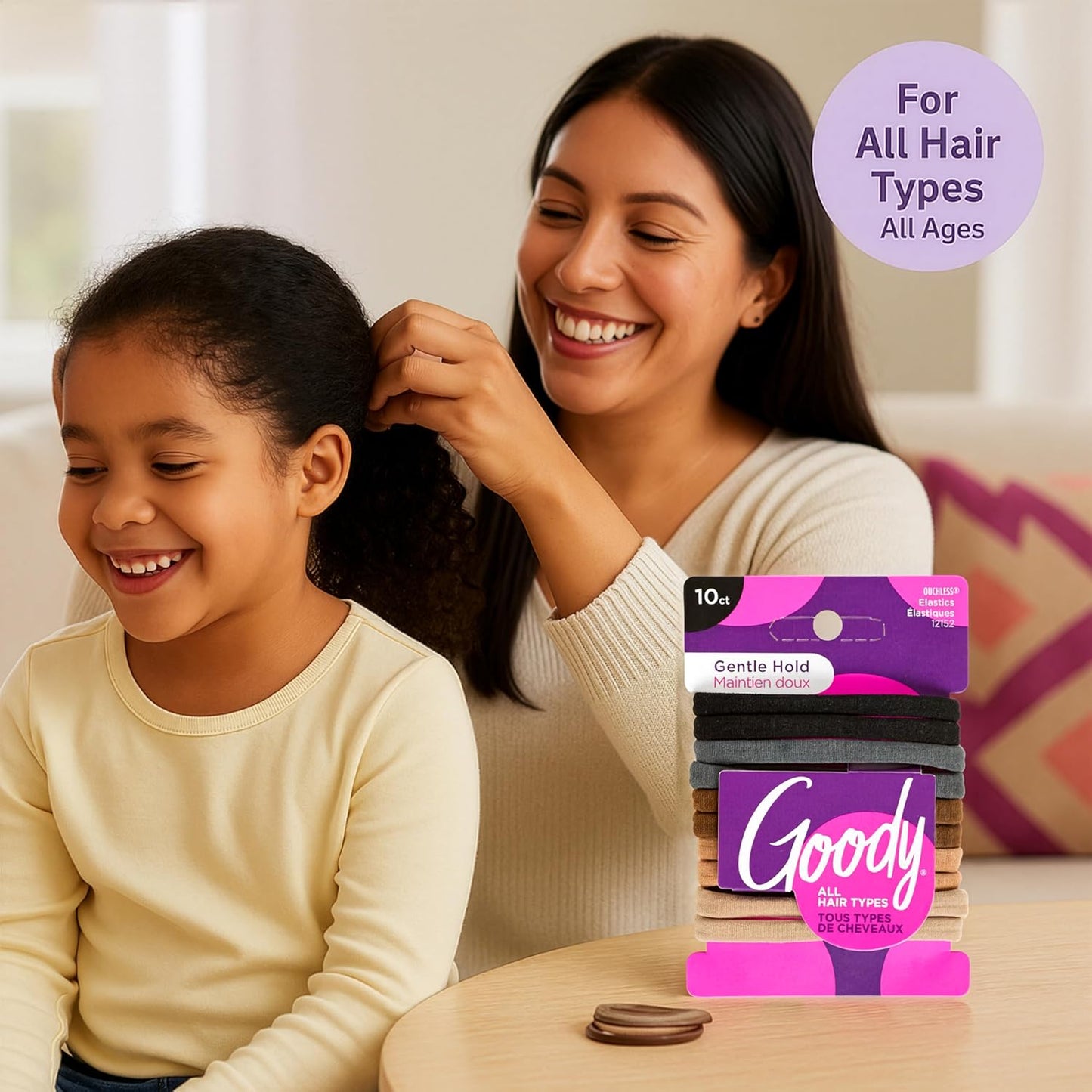 Ultimate Daily Hair Ties Kit - Ouchless No-Damage Elastics for All Hair Types | 30 Black + 10 Neutral + 8 Seamless Ponytail Holders