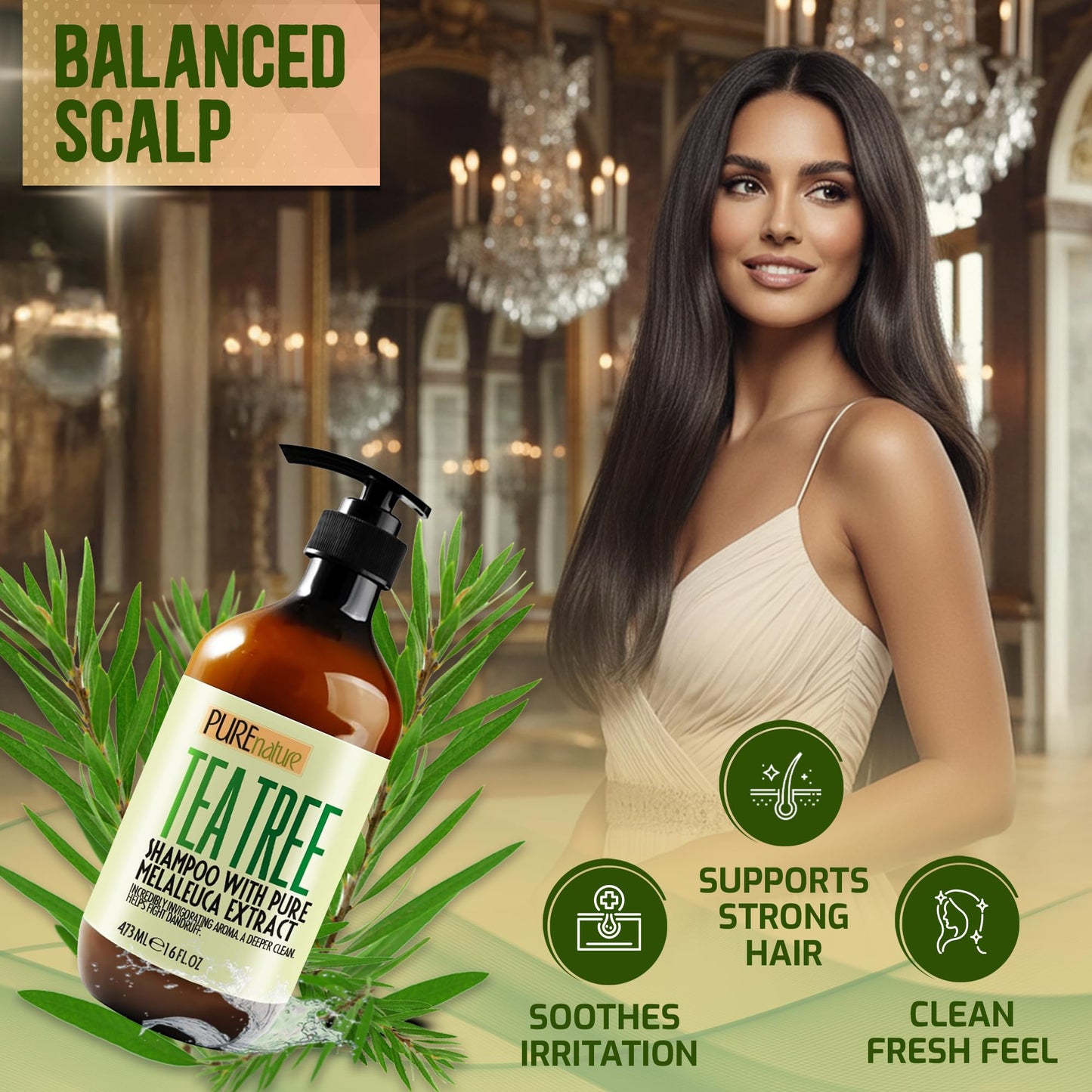 Tea Tree Shampoo - Sulfate Free, Anti Dandruff Deep Cleanse for Oily and Itchy Scalp - Buildup Remover - Professional Oily Hair Salon Formula - Paraben Free Shampoo for Women and Men - 16 Fl Oz
