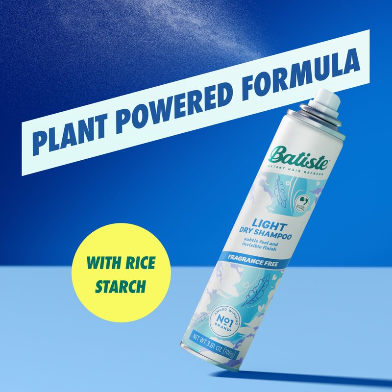 Batiste Fragrance Free Light Dry Shampoo, Absorbs Oil & Grease, 3.81 oz