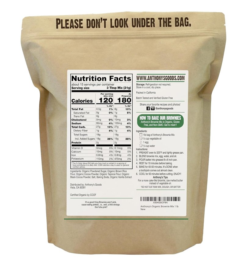 Organic Brownie Mix - Gluten Free, Dairy Free, Non-GMO | Rich & Fudgy 1 lb
