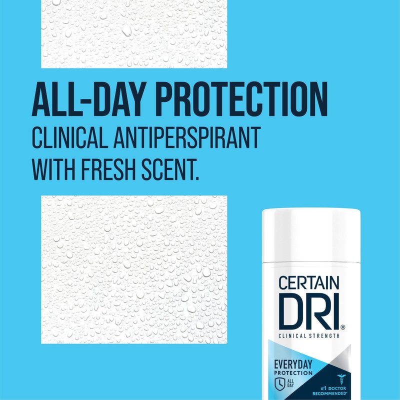 Certain Dri Everyday Strength Clinical Antiperspirant - 72-Hour Sweat & Odor Protection for Excessive Sweating - Strong Deodorant for Men & Women, Fresh Scent, Underarm Sweat Control - 2.6 oz