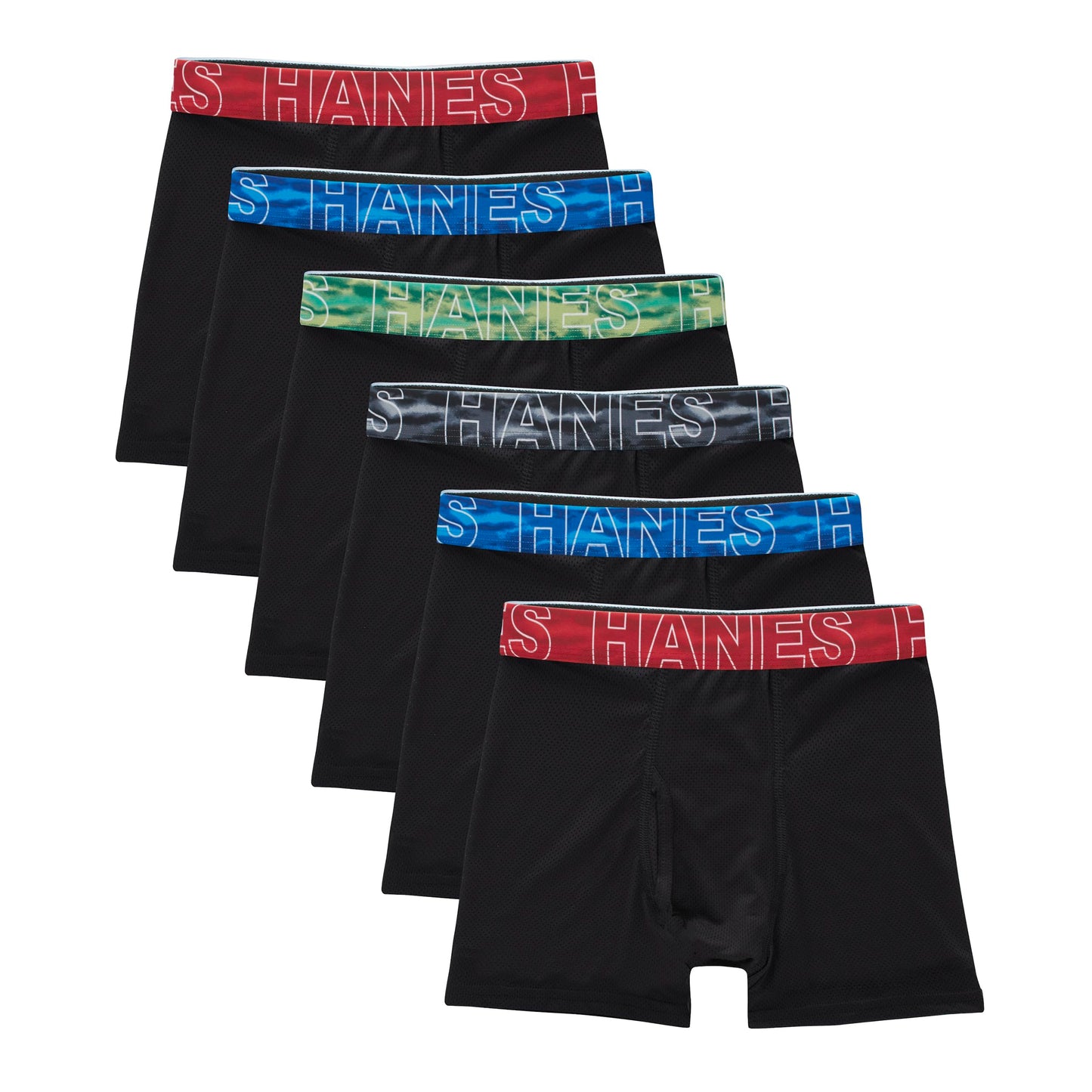 Hanes Boy's Moves Breathable Mesh Boxer Brief Underwear, X-Temp, Moisture-Wicking Boxer Briefs for Boys, 6-Pack