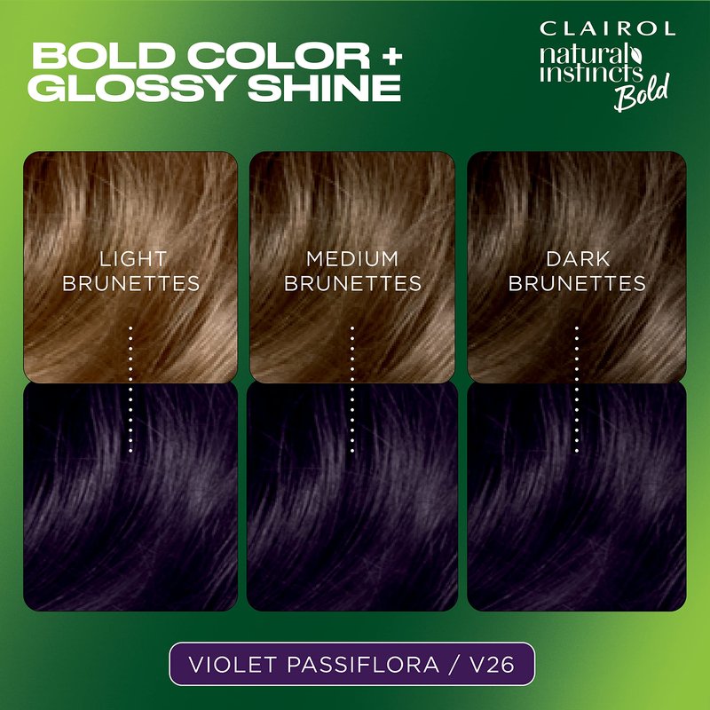 Clairol Natural Instincts Bold Permanent Hair Dye, V26 Violet Passiflora Hair Color, Pack of 1