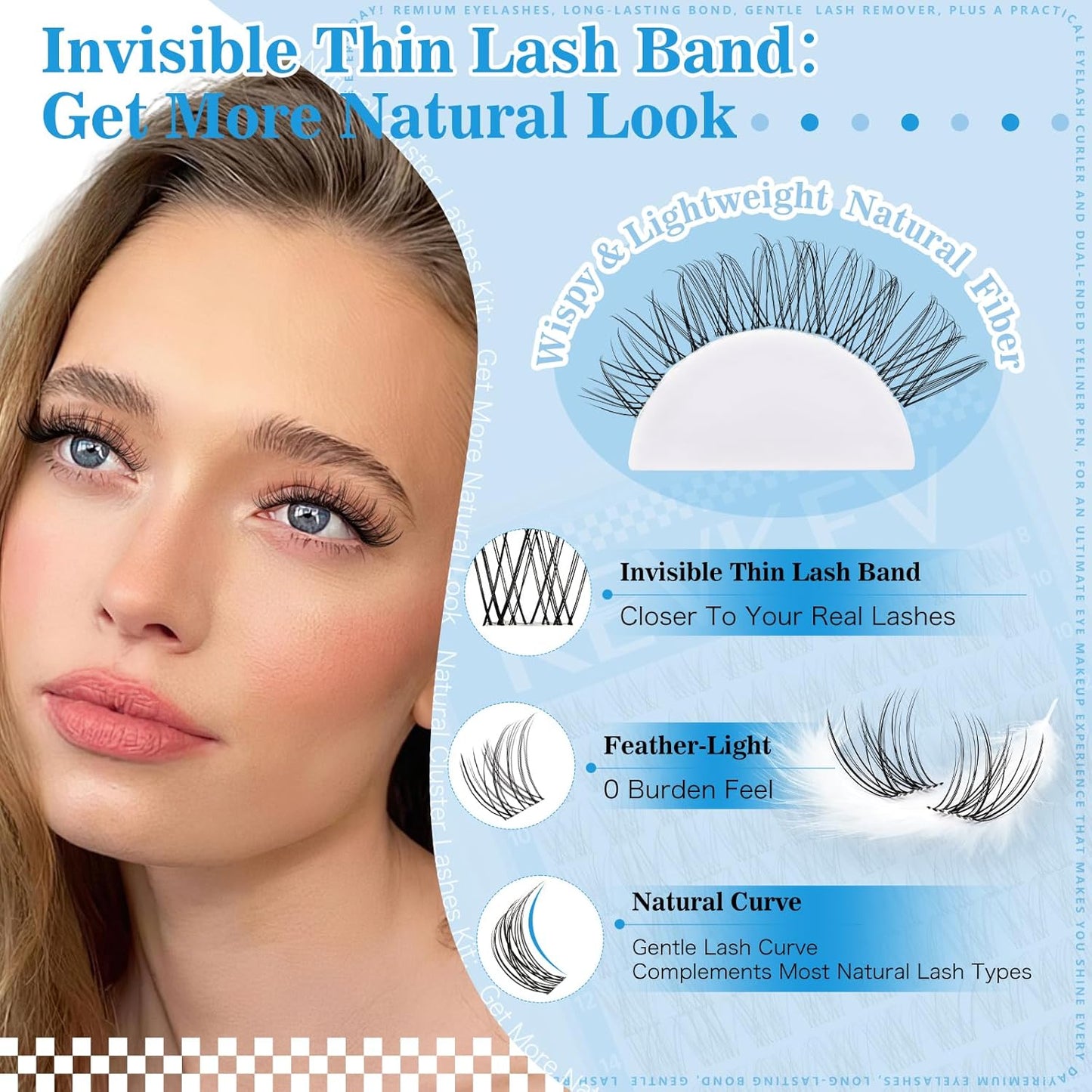 Skiennix Wispy Lash Clusters Kit - Natural Look Eyelash Extensions | 8-16mm Mix Length, Clear Band