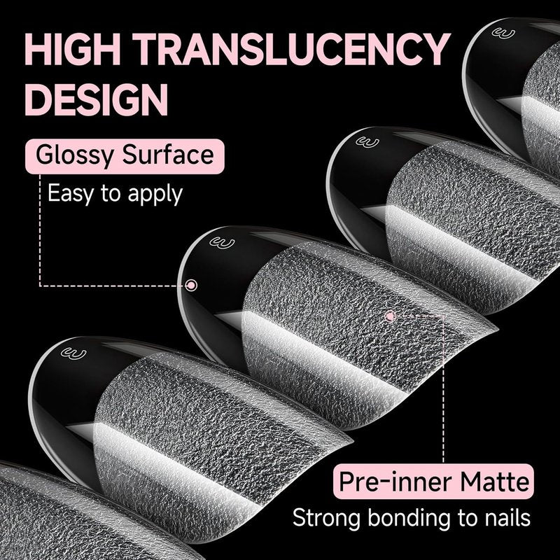 Oval Round Gel Nail Tips - 504pcs Half Matte Short Nail Extensions | 12 Sizes for Press-On Nails