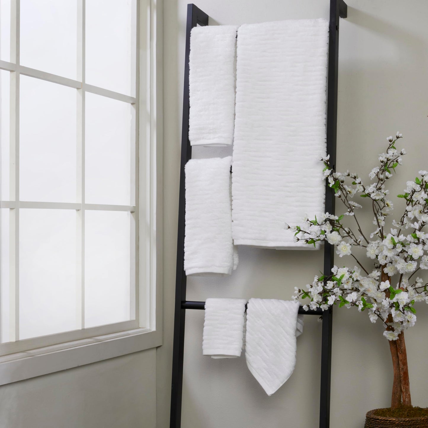 SKL Home CloudSoft Cotton Luxury 4 Pc Bath Towel Set, White