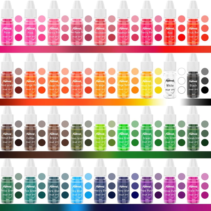 Bath Bomb Soap Dye - 36 Colors Concentrated Food Grade Skin Safe Liquid Based Colorant Vibrant Rainbow Coloring for Making DIY, Supplies Kit, Salt Crafting