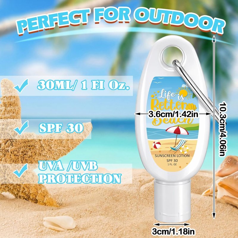 Leelosp Mini Sunscreen - 15 Pcs Travel Size SPF 30 Water-Resistant Lotion | Perfect for Summer Events