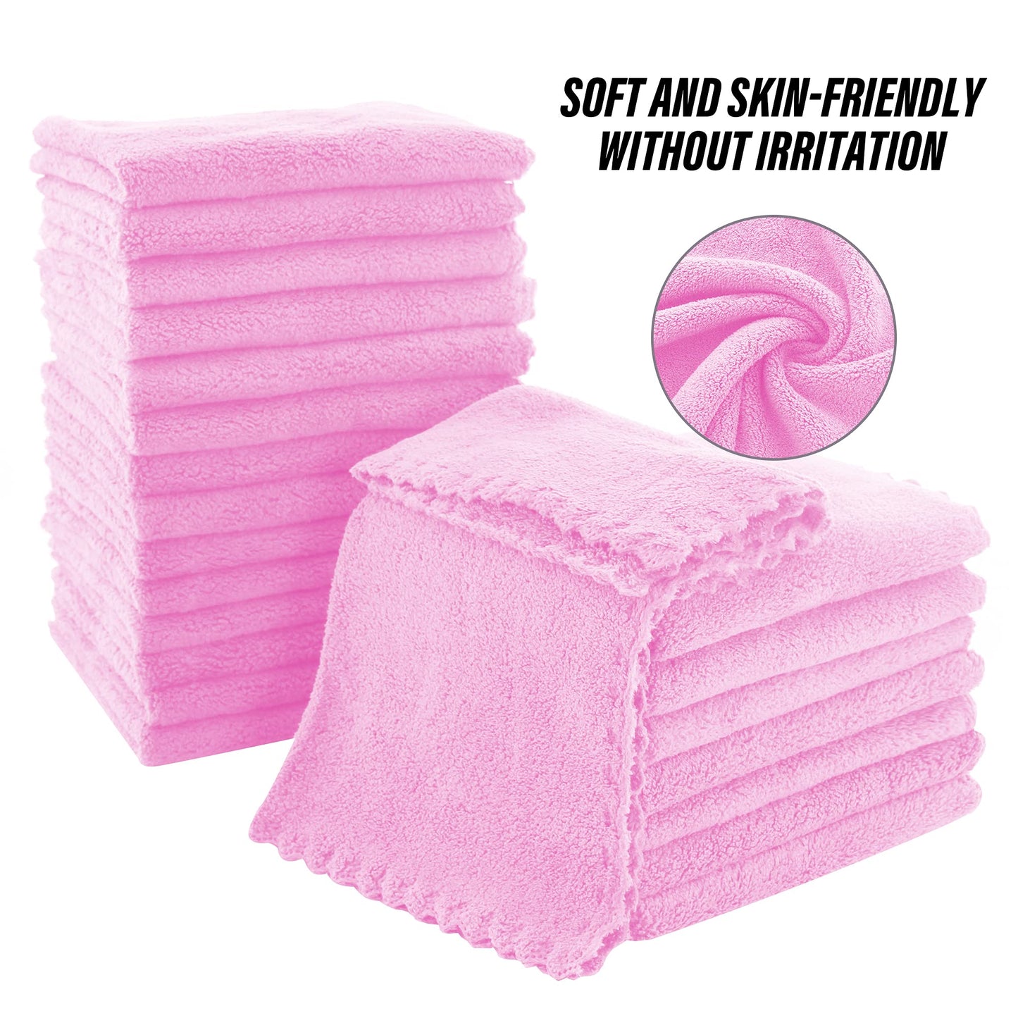 MOONQUEEN Ultra Soft Premium Washcloths Set - 12 x 12 inches - 72 Pack - Quick Drying - Highly Absorbent Coral Velvet Bathroom Wash Clothes (Frozen Berry)