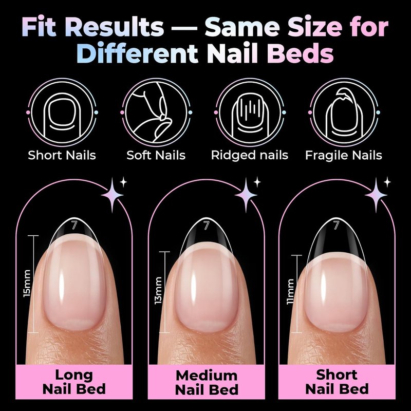 Short Almond Gel Nail Tips - 300PCS Pre-Etched Soft Gel | Easy DIY Press-On Nails for Salon Quality Finish