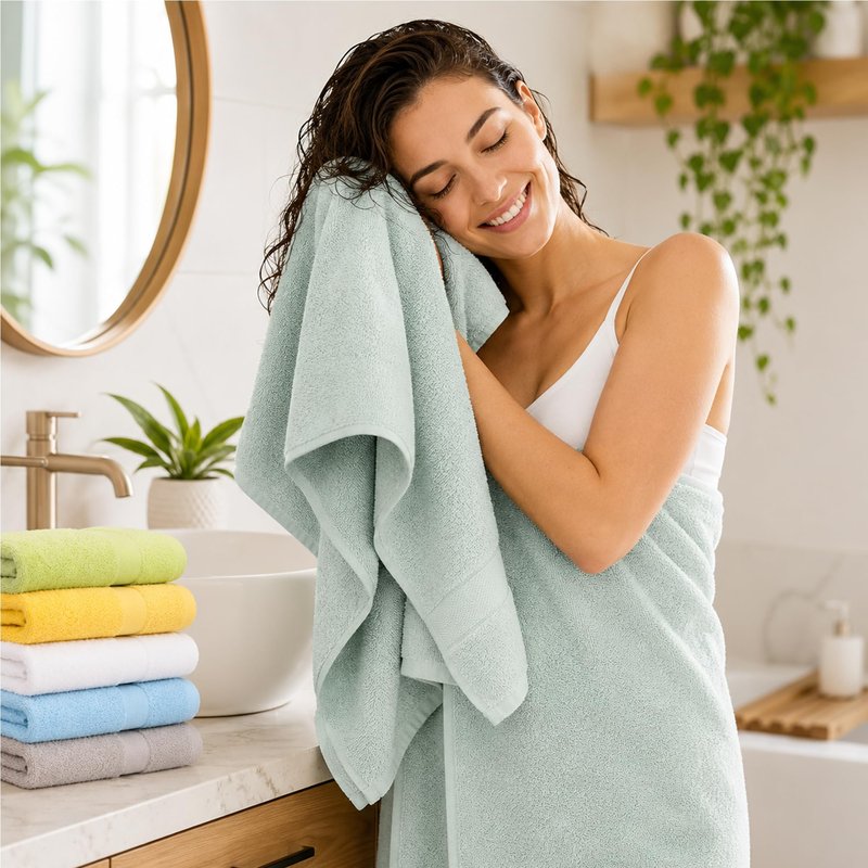 Groko Textiles Small and Lightweight Cotton Towels Assorted Pastel Mix 24 x 40 inches Towels (6) Perfect Size for Hair Drying and Small Children