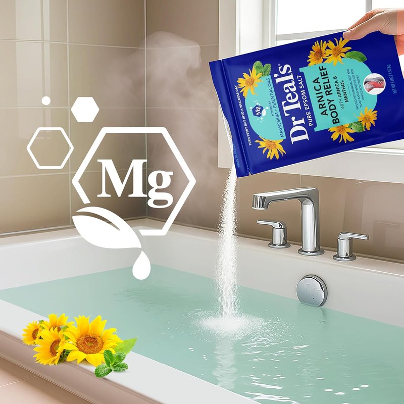 Dr Teal's Arnica Epsom Salt Soak - Muscle Recovery with Menthol & Essential Oils | 3 lbs