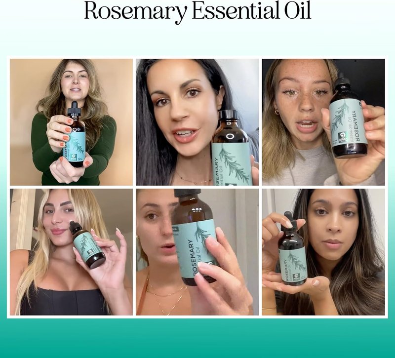 Pure Rosemary Essential Oil with Dropper - Undiluted Rosemary Oil for Hair Skin and Nails and Refreshing Aromatherapy Oil for Diffusers - Rosemary Essential Oil for Cleansing Dry Scalp Care 4oz