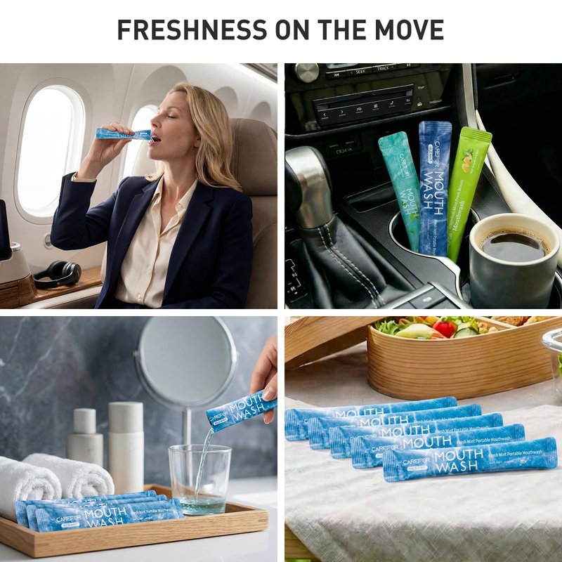 Mouthwash Travel Size, Portable Fresh Breath Mouthwash, Alcohol-Free, ICY Mint Flavor, Mini Pack – Go for On-The-Go Freshness, Bulk Packets 0.41 Fl Oz(Pack of 20)