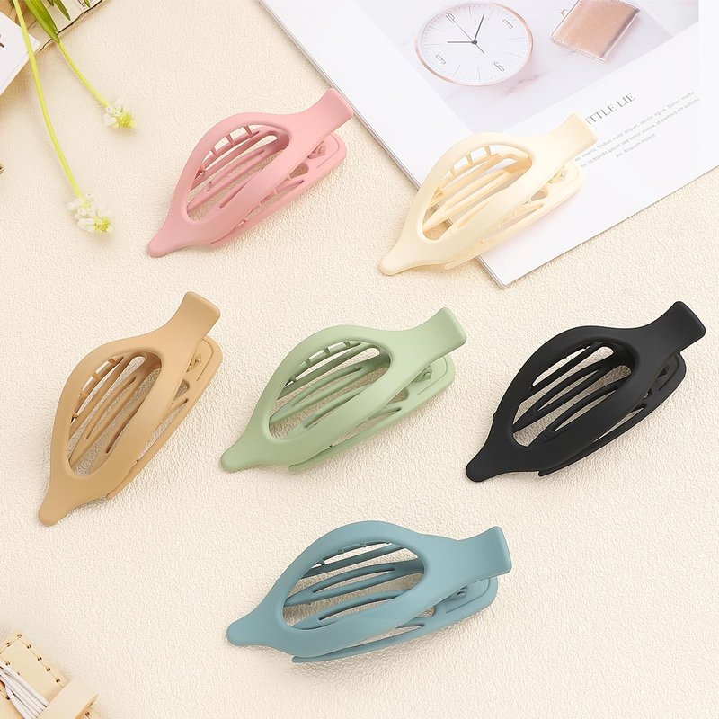 CHANDAT Flat Hair Clip 6 pcs Lay Down Claw Clips Hair Accessories for Women -Colorful
