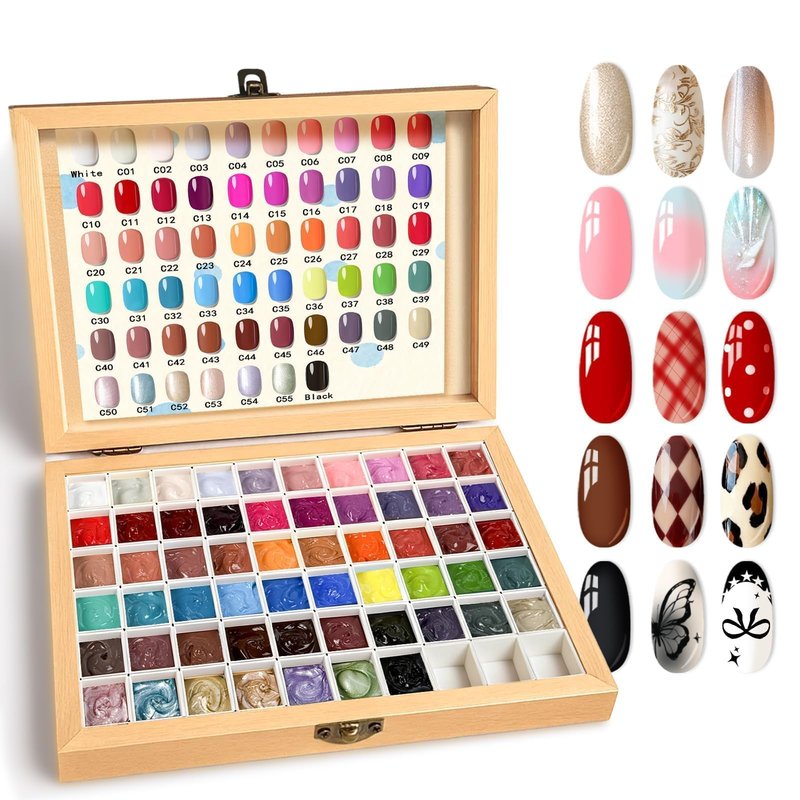 GZIXBDA Sponge Paint Patting Gel Polish & Tools Kit, 57 Colors Ombre Nail Gradient Painting Gel Blush Blooming for Pigment Pat Aura Nails, French Manicure