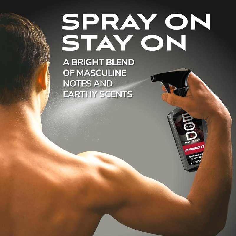 BOD Man Fragrance Body Spray - Upper Cut Scent, 8 Fl Oz | Long-Lasting Freshness