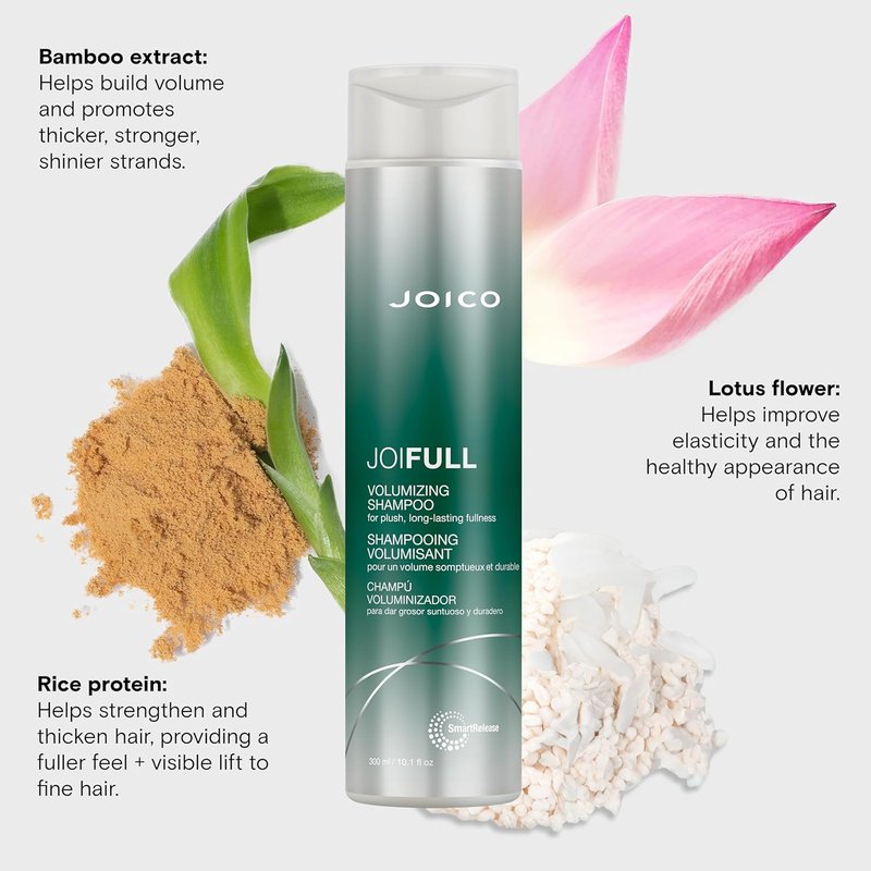 Joico JoiFULL Volumizing Shampoo - Instant Body & Long-Lasting Fullness for Fine Hair | Lotus Flower & Bamboo Extract
