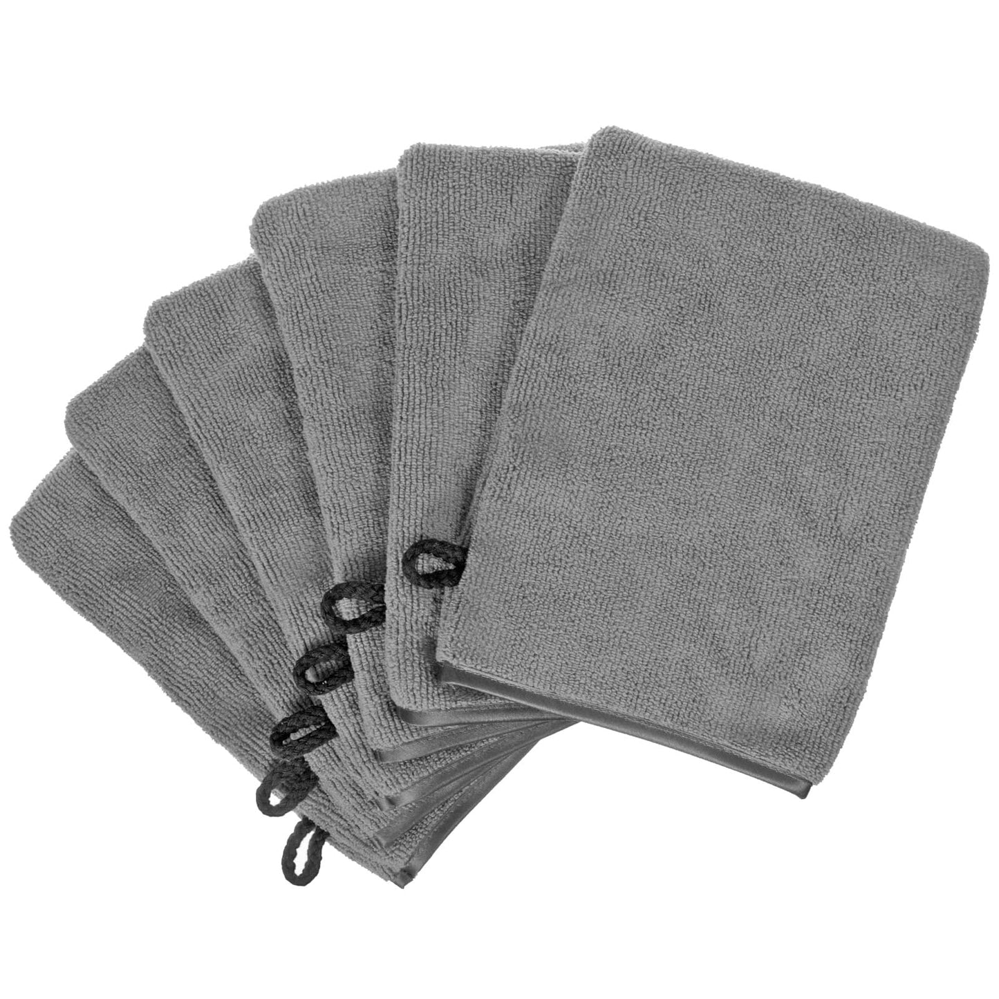 PHOGARY Microfiber Face Cloths, 6"x8" Fast Drying Bath Mitts Washcloth, Super Absorbent Soft Lightweight Towel Body Facial Cloths Small Wash Mitt for Travel Showering Washing Face, 6 Pack, Grey