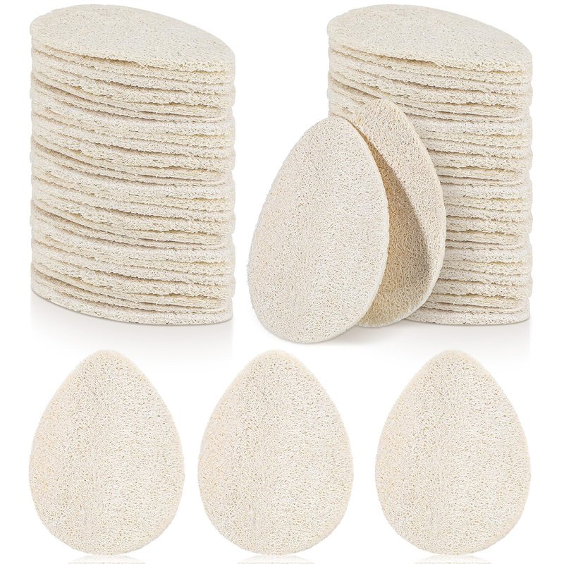 Bokon 50 Pcs Loofah Exfoliating Face Pads Sponge Body Face Scrubber Remove Dead Skin Facial Loofah Pad Bulk for Bath Shower Spa Skin Cleaning Women Men(Water Drop,2.36 * 3.9")