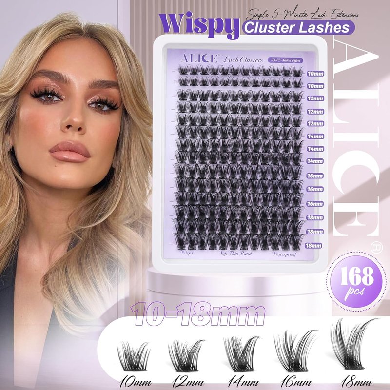 Eyelash Clusters - Wispy DIY Individual Lashes 10-18mm | 168pcs Natural Volume Extensions with Soft Thin Band