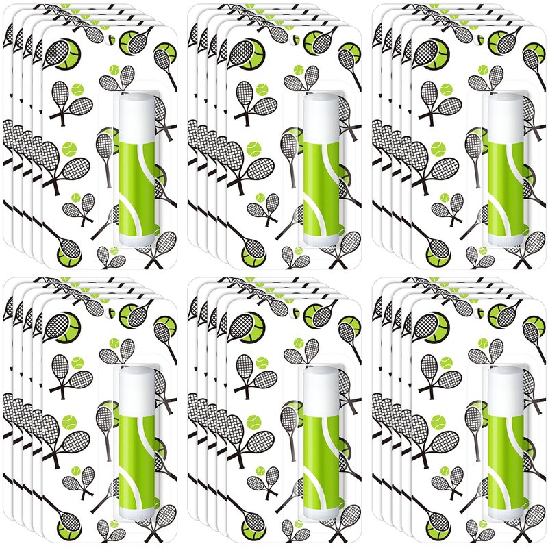 Loopeer 35 Pack Lip Balm Bulk Natural Moisturizing Lipstick Set Party Favors Sports Gift for Team Teen Adults Birthday Party Game Decorations Supplies(Tennis)