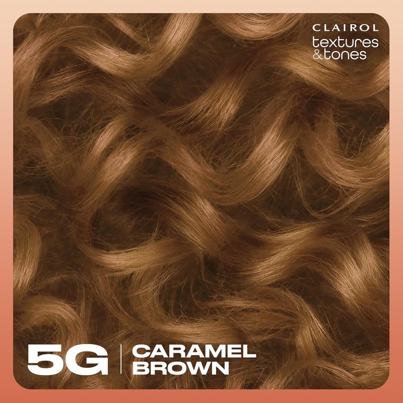 Clairol Textures & Tones Permanent Hair Dye - 5G Caramel Brown | Ammonia-Free, Moisture-Rich with Argan & Olive Oil