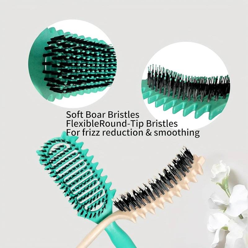New Curly Hair Brush Ventilated Boar Bristle Hair Brush,Curl Defining Brush,For Curly Hair Wet,Curl Defining Brush For Women And Men(Off White)