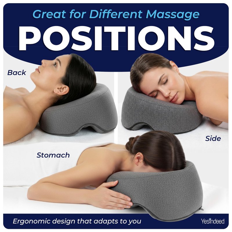 Face Down Pillow for Massage Bed – BBL & Eye Surgery Recovery Headrest | Stomach Sleeping Face Pillow for Prone Sleep, Tanning & Spa | Adjustable Memory Foam Cradle with Removable Cover (Grey)