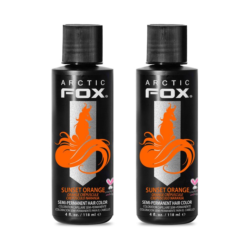 Arctic Fox Semi-Permanent Hair Dye, Vegan & Cruelty-Free, Ammonia-Free, Conditioning, Vibrant Sunset Orange, Long Lasting, For All Hair Types, 4 Fl Oz (Pack of 2)