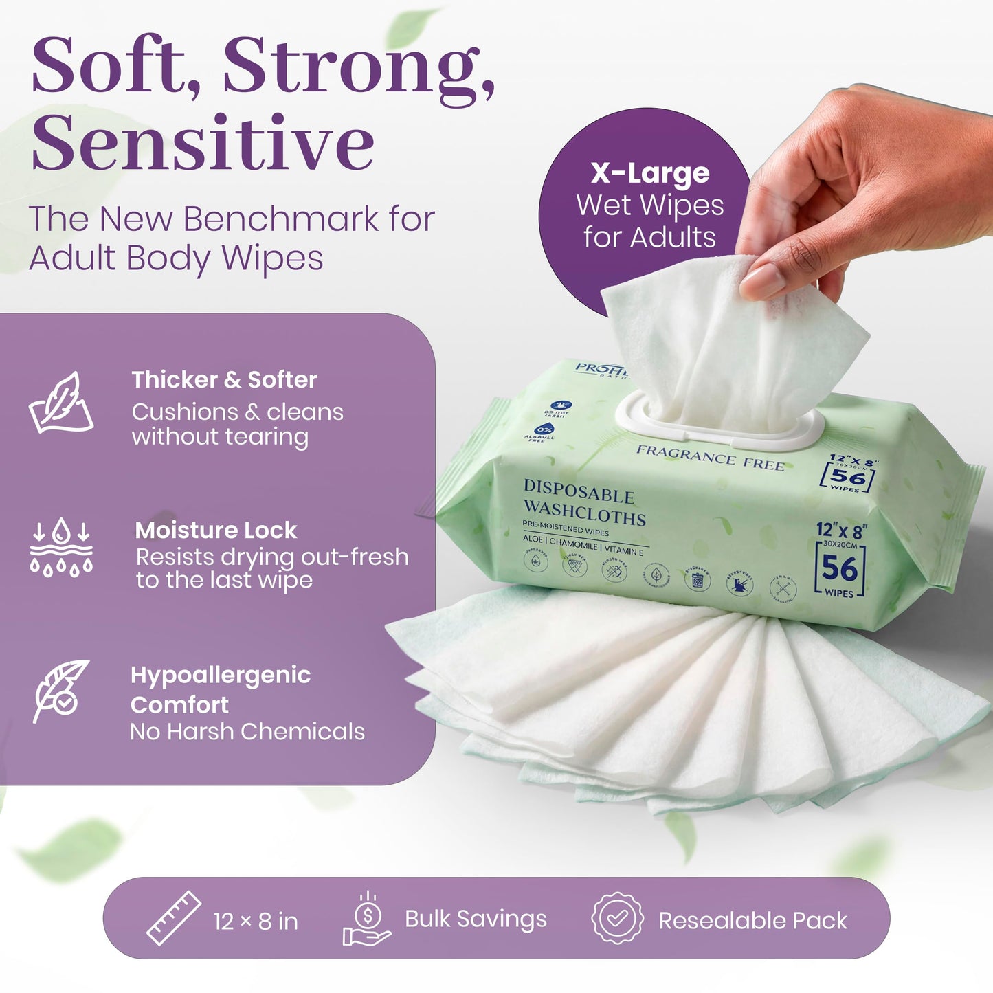 X Large Wet Wipes for Adults - 6 Packs of 56 [336 Count] Disposable Incontinence Wipes, 12" x 8" Adult Wipes for Elderly - Personal Body Wipes for Women and Men, Pre Moistened Adult Washcloths