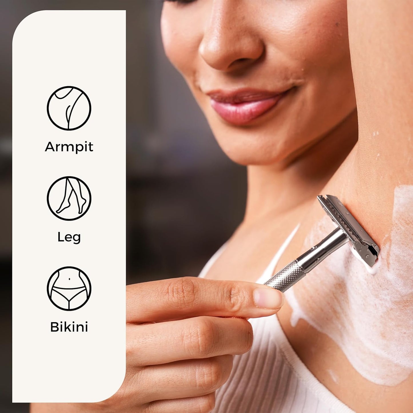 ZOMCHI Double Edge Safety Razor for Men & Women, Metal Razor with 5 Double Edge Safety Razor Blades, Single Blade Razor – Silver