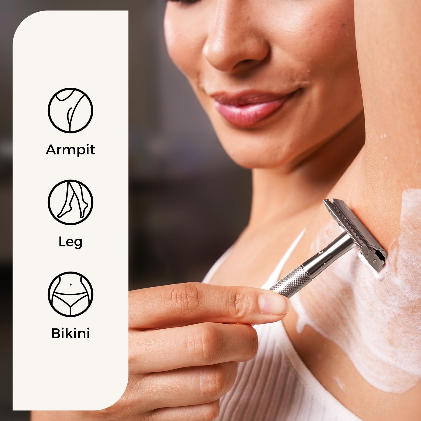 ZOMCHI Double Edge Safety Razor for Men & Women, Metal Razor with 5 Double Edge Safety Razor Blades, Silver