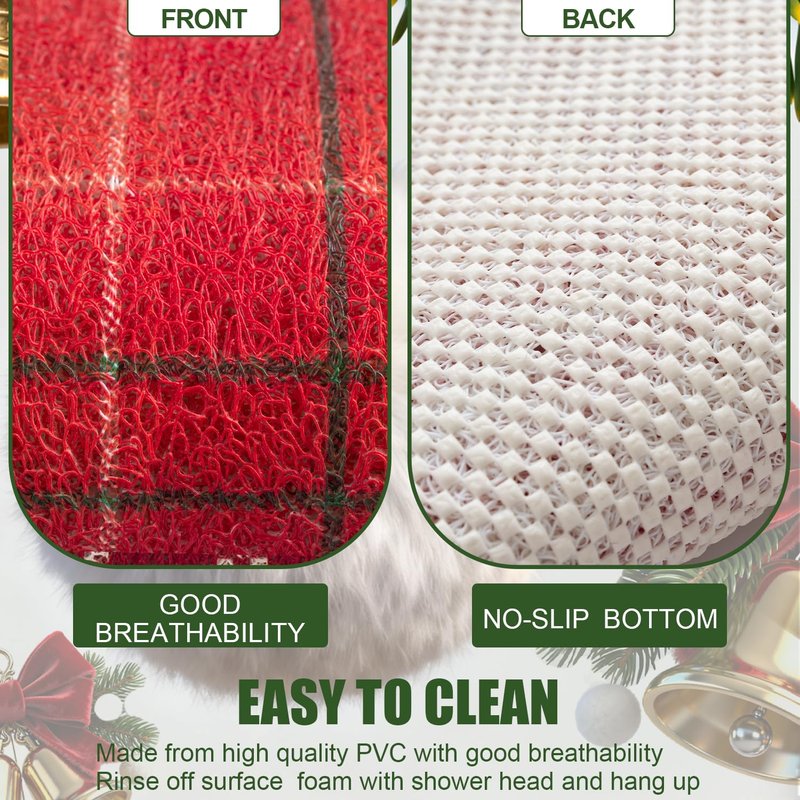 Hargiis Christmas Non-Slip Bathtub Mat, Anti Slip Shower Mat, Fast Drying Bathtub Mats, Foot Scrubber Mat, Anti Slip Mat for Tub, Floor, Bathroom, Kitchen, Home, Hotel (Holiday Plaid, 24"x16")