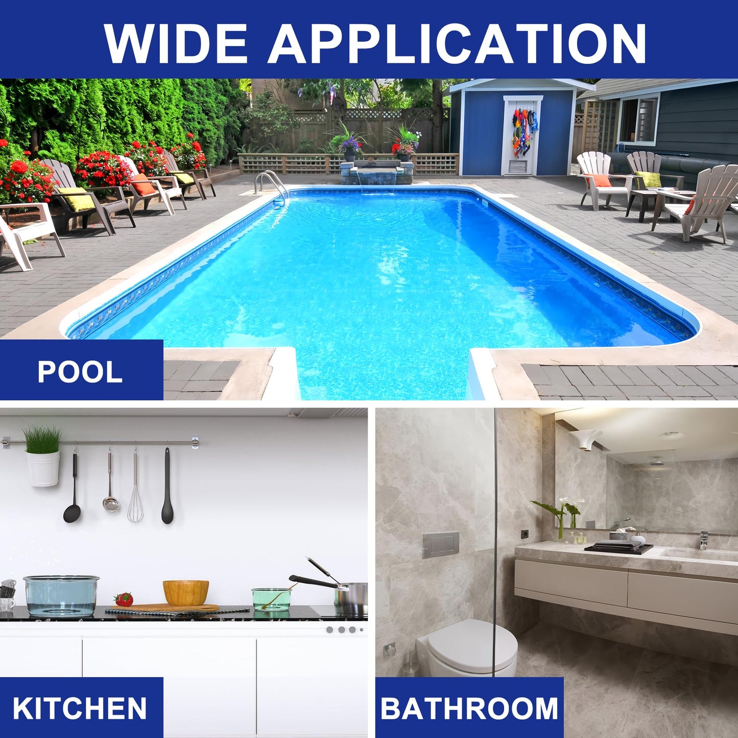 3 Pack Hand-Held Pool Scrub Brush Pool Cleaning Scrubbing Sponge Pad Bathroom Clean Scrubber Scouring for Cleaning Swimming Pools Step Corner Shower Tile Vinyl Liners Walls Sink Spas Tubs Kitchen