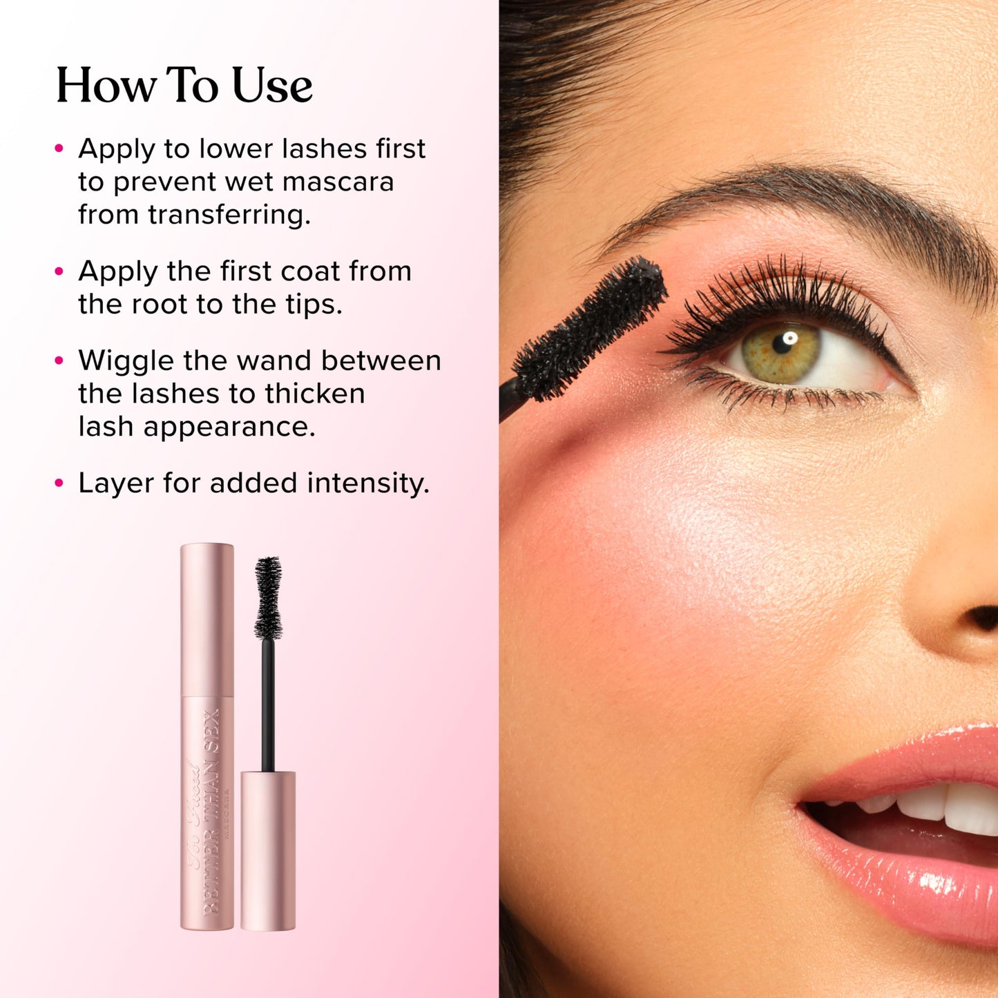 Too Faced Better Than Sex Volumizing Mascara | Dramatic Volume + Length | Cruelty Free, 0.27 Fl Oz, Black