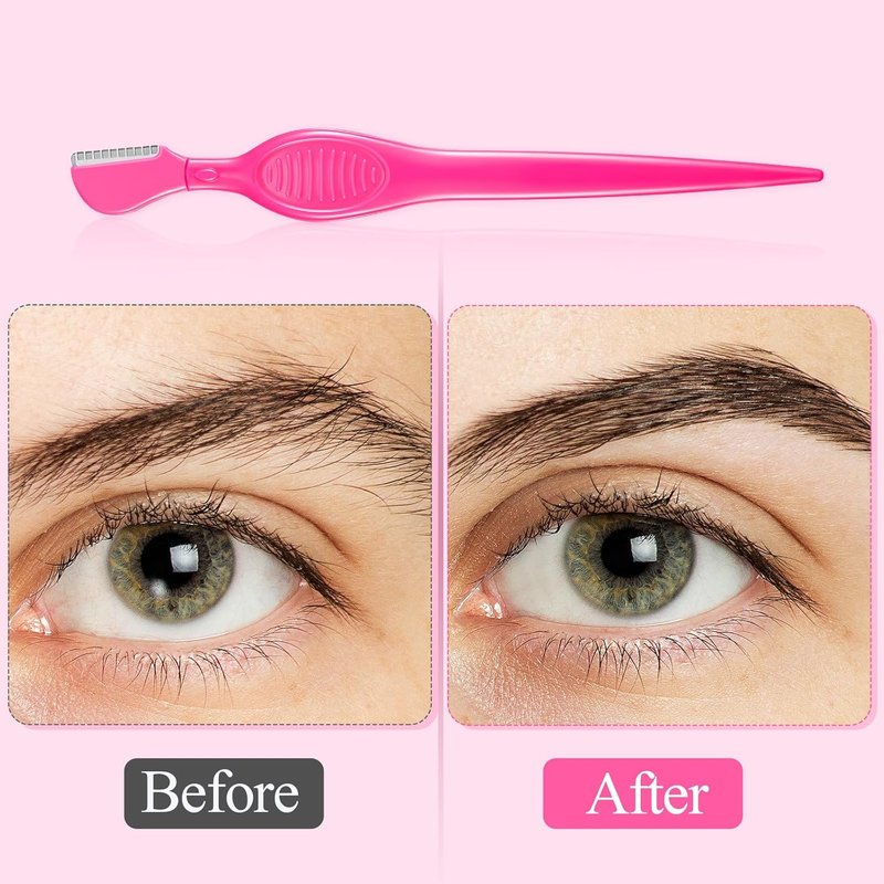 Mudder Eyebrow Razor Set - 21 Pcs Precision Facial Trimmers for Women | Makeup Care Tools (Rose Red)