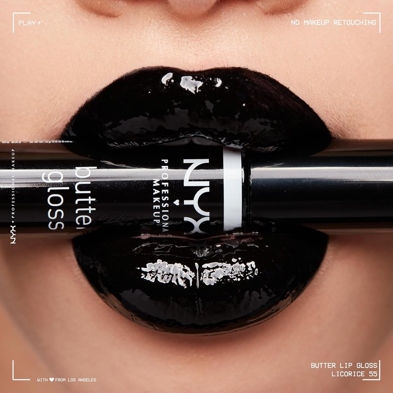 NYX Butter Gloss - Non-Sticky Lip Gloss for Smooth, Hydrated Lips | Licorice (Black)