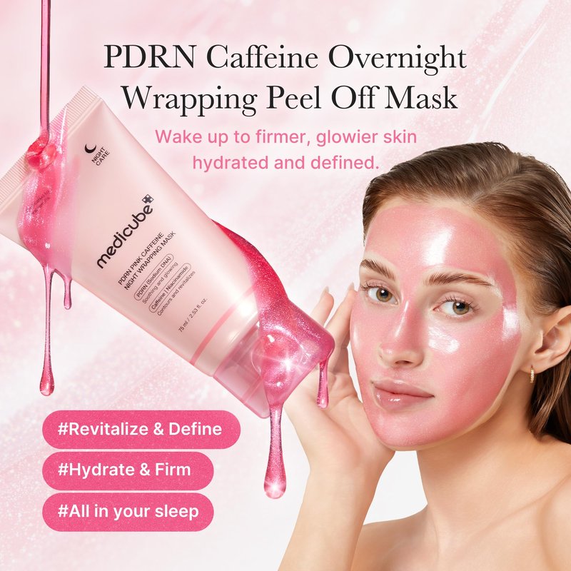 medicube Wrapping Mask PDRN Caffeine Overnight Peel Off Facial Mask | Firming, Depuffing & Hydration | Caffeine, Collagen For Refined, Glass Skin & Face Contour Support | Korean Skin Care, 2.53 fl.oz