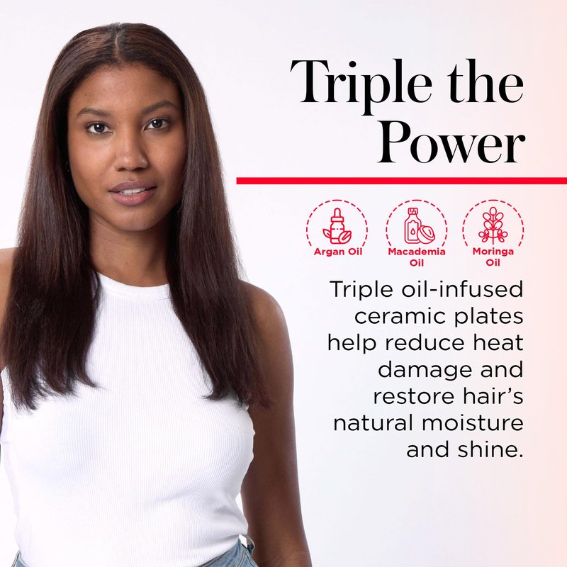 REVLON Perfect Match Flat Iron, 2 in 1 Styling Tool for Straightening and Curling, 1 Inch Ceramic Plates, Triple Oil Infused, Adjustable Heat Settings, Dual Voltage