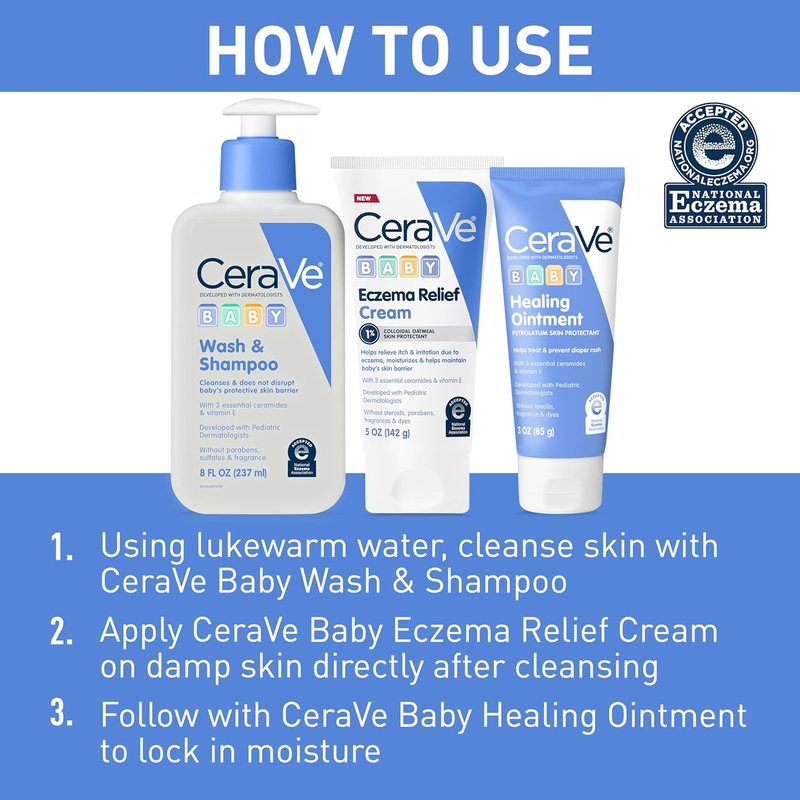 CeraVe Baby Eczema Relief Cream - Soothes Itchy Skin with 1% Colloidal Oatmeal & Vitamin E | Fragrance-Free, 5oz