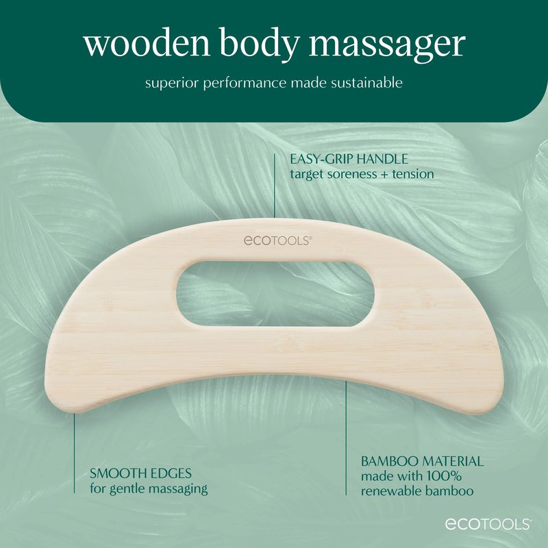 EcoTools Wooden Body Massager, Relieve Sore Muscles, Wood Massager Tool for Body, Unique Shape Provides Relaxation & Relieves Muscle Tension, Eco Friendly, Cruelty-Free, & Vegan, 1 Count
