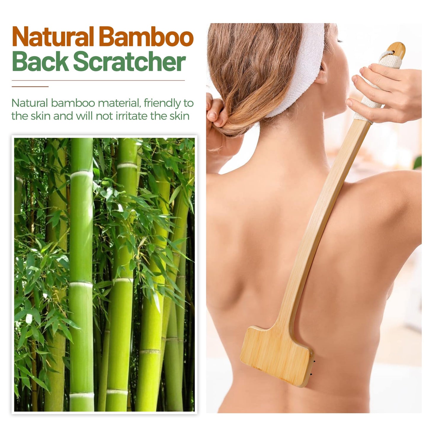 NURENDER Back Scratcher for Men, 22''Extra Long Handle Bamboo Back Scratcher, 2 in 1 Back Massager and Body Scratcher, Gentle Relief for Adults, Pregnancy, Elderly, Gift for Fathers.