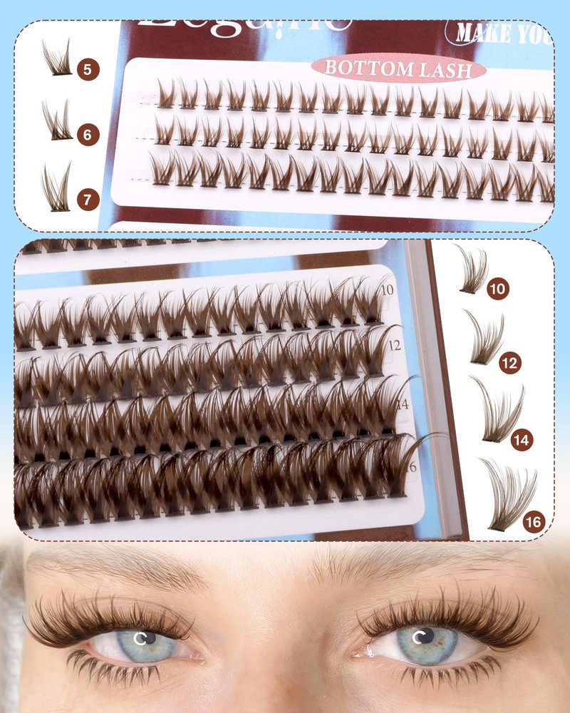 Brown Lash Clusters With Bottom Eyelash Clusters Natural Look Cluster Eyelash Extensions 300Pcs Brown Wispy Lash Clusters D-Curly Individual Lashes 10-16MM by Zegaine