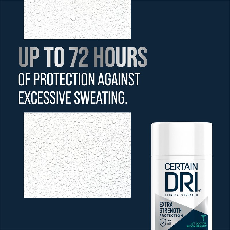 Certain Dri Extra Strength Clinical Antiperspirant - 72-Hour Sweat & Odor Protection for Excessive Sweating - Maximum Strength Deodorant for Men & Women, Powder Fresh Scent - 1.7 oz