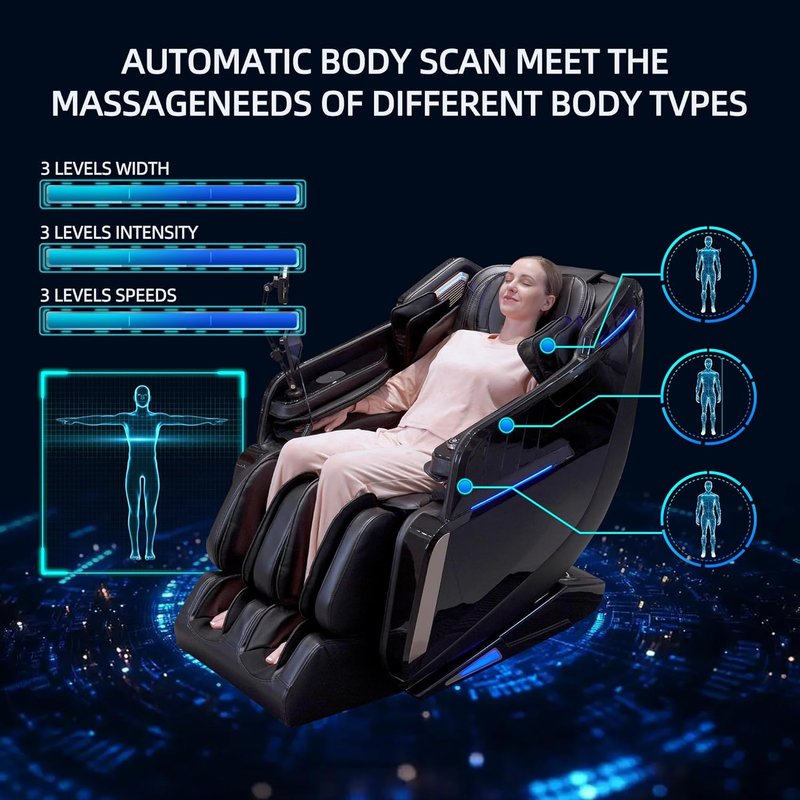4D Massage Chair - Full Body Shiatsu Recliner with Heat & AI Voice Control | Zero Gravity Design, Foot Roller, 3-Zone Heating