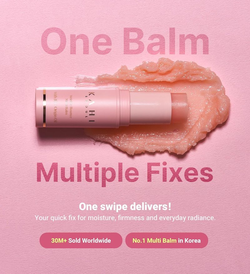KAHI Wrinkle Bounce Multi Balm Stick - PDRN Collagen Hydrating Balm for Lips, Eyes & Face | All-in-One Moisturizer
