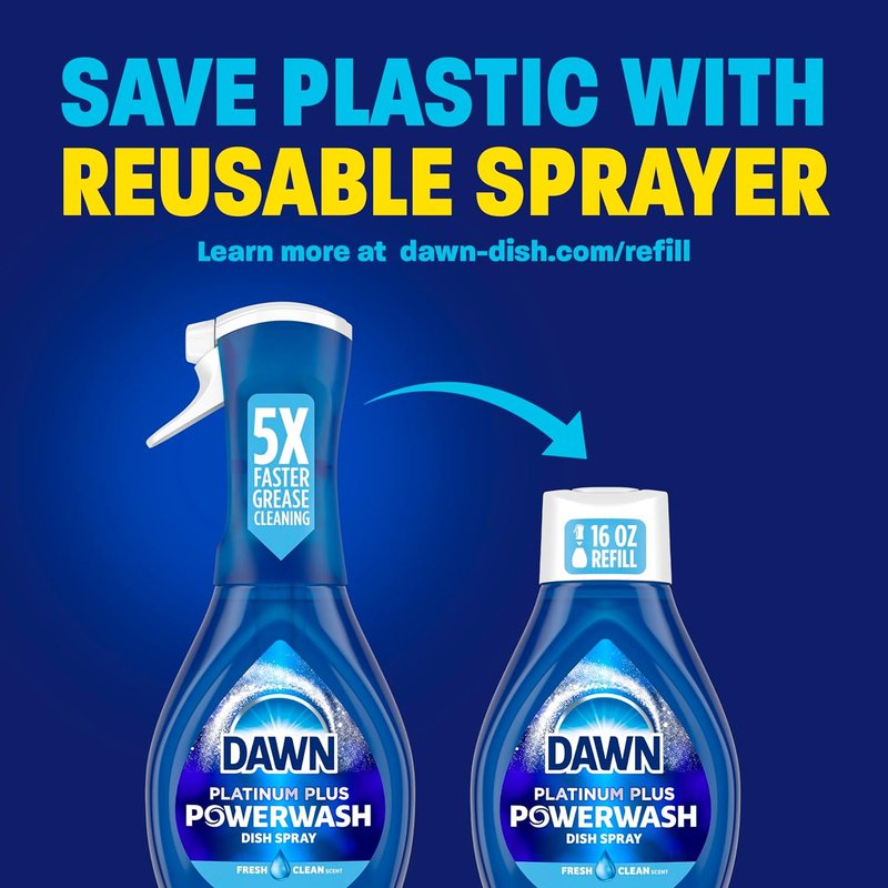 Dawn Platinum Powerwash Dish Spray - Fresh Scent Dish Soap | 16 Fl Oz, Effortless Grease Removal