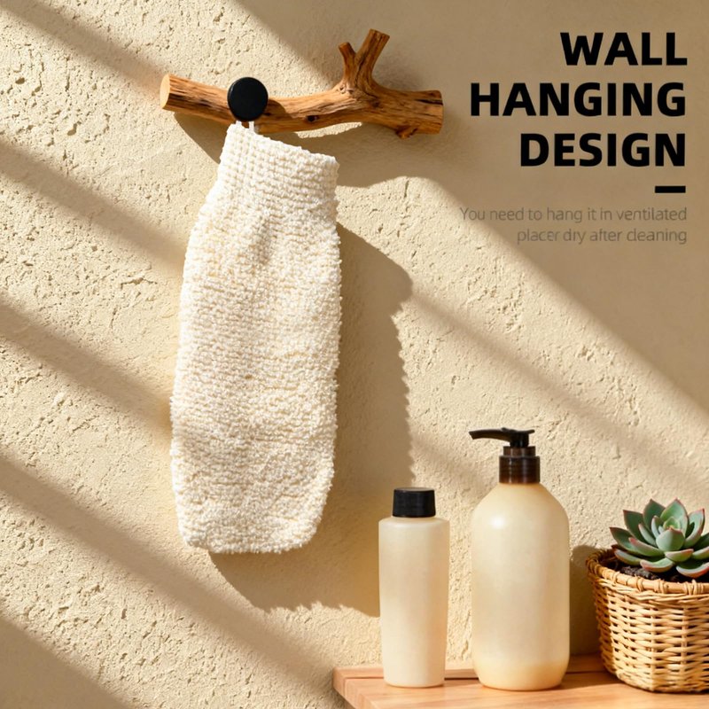 Natural Shower Gloves Exfoliating Gloves, Hemp Bath Mitts for Body Scrubber, Shower Washcloth for Dead Skin Removal and Cleansing, Natural Loofah Sponge for Men Women(2 Pack)