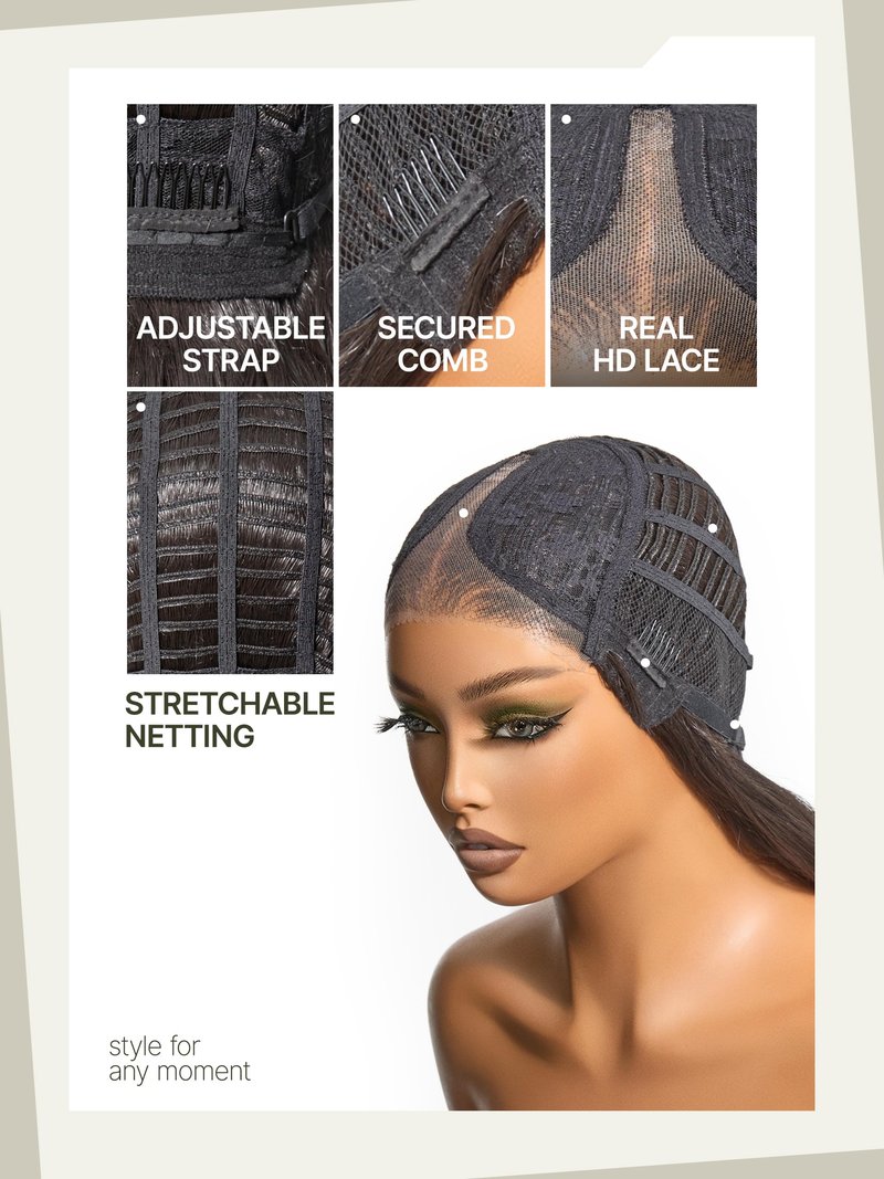 Frodio Veralux™ Blend Human Hair Easy Throw On Lace Wig Boho Curly Ocean Wave Lace Front Wigs Glueless Lace Wig Beginner Friendly 28 Inch HD Lace Glueless Wigs Natural Black Color